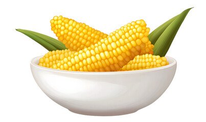 Corn in a white bowl front and top view isolated.png