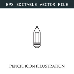 Pencil Icon Black and White Vector Design Image Illustration

