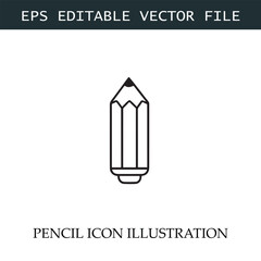 Pencil Icon Black and White Vector Design Image Illustration

