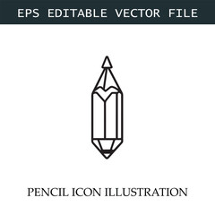 Pencil Icon Black and White Vector Design Image Illustration


