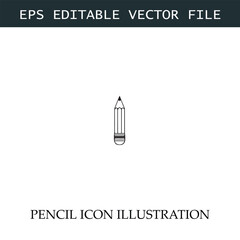 Pencil Icon Black and White Vector Design Image Illustration

