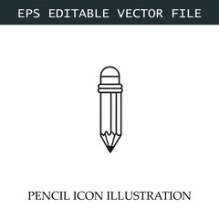 Pencil Icon Black and White Vector Design Image Illustration

