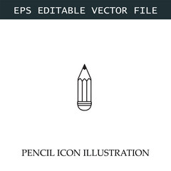 Pencil Icon Black and White Vector Design Image Illustration

