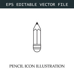 Pencil Icon Black and White Vector Design Image Illustration

