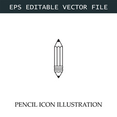 Pencil Icon Black and White Vector Design Image Illustration

