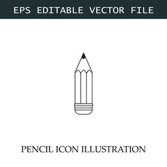 Pencil Icon Black and White Vector Design Image Illustration

