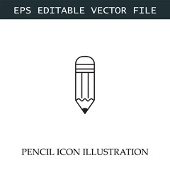 Pencil Icon Black and White Vector Design Image Illustration

