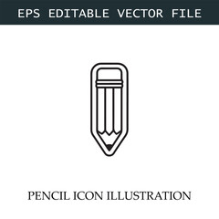 Pencil Icon Black and White Vector Design Image Illustration

