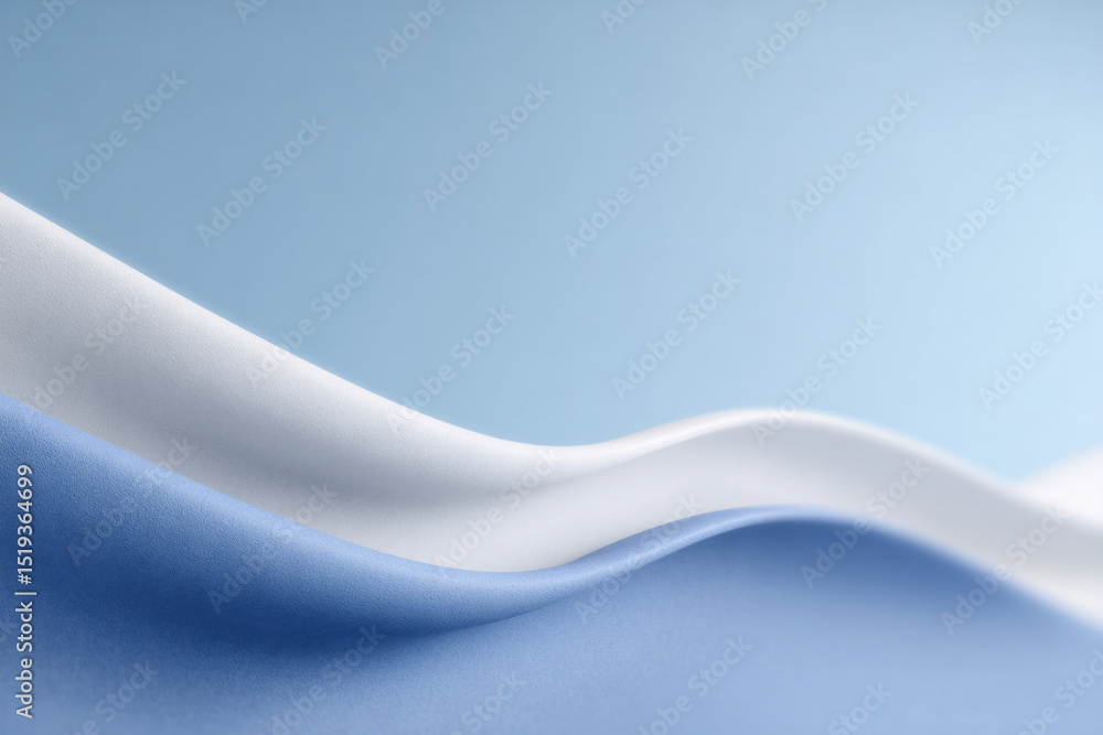 Poster smooth white waves on blue background. abstract minimalist design. flowing lines and curves. elegant