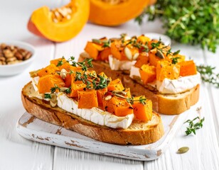 Kanapka z pieczoną dynią i kremowym camembertem
