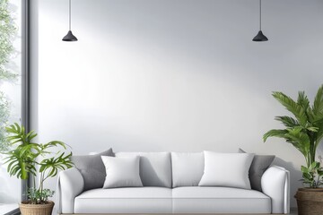 Urban living room showcasing a serene environment with greenery.