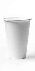 Empty cylindrical paper cup mockup isolated in pure white studio on plain background for design use