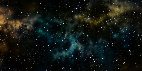 Naklejka premium A stunning view of the cosmos, showcasing a canvas of stars and nebulae in a vast, dark universe.