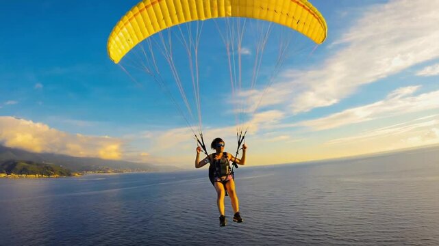 Person parasailing in the sea.