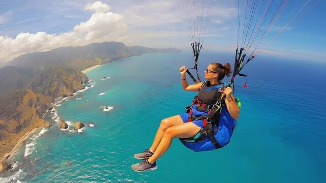 Person parasailing in the sea.