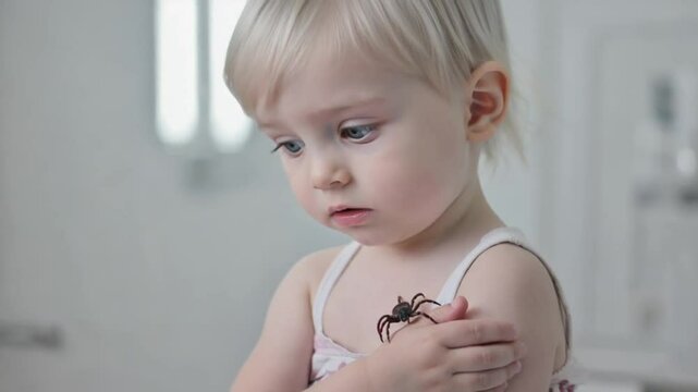 Child with a tick.