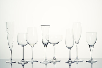 Set of transparent wineglasses
