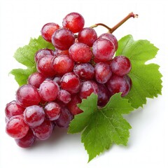 Fototapeta premium Red Grapes Cluster On White Background