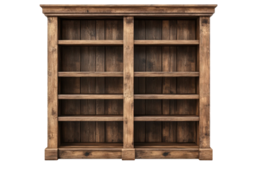 Wooden bookcase with shelves