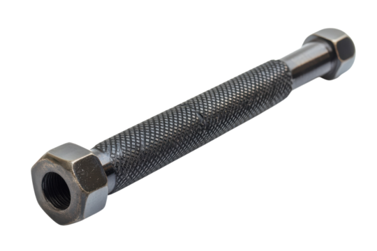 Metal knurled tool on black