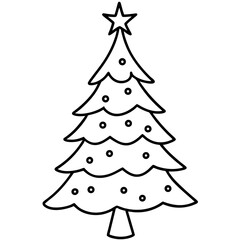 Christmas tree doodle line art vector illustration 