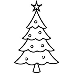 Christmas tree doodle line art vector illustration 