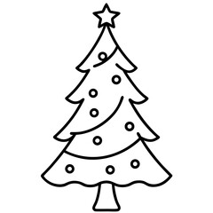 Fototapeta premium Christmas tree doodle line art vector illustration 