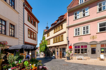Idyllic alleys near the main market in Gotha, Thuringia, Germany