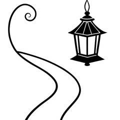 Enchanted antern on path line art vector illustration 