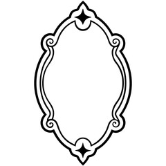 Enchanted mirror frame line art vector illustration 