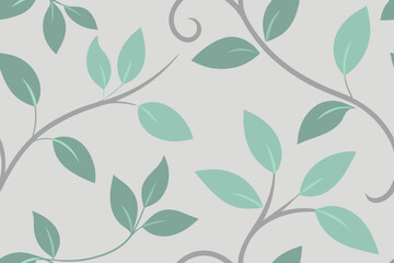 misty gray and seafoam botanical vines 