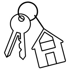 Home key with heart line art vector illustration 