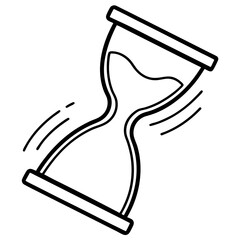 Hourglass running out line art vector illustration 