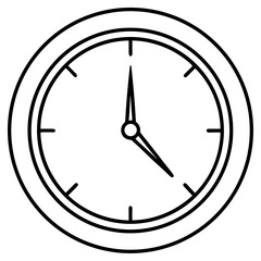 Minimalist clock icon line art vector illustration 