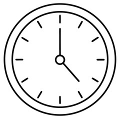 Minimalist clock icon line art vector illustration 