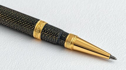 Elegant black and gold pen with intricate detailing.