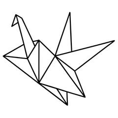 Simple origami crane line art vector illustration
