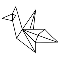 Simple origami crane line art vector illustration