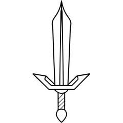 Sword in glowing stone line art vector illustration