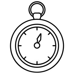 Time traveling pocket watch line art vector illustration