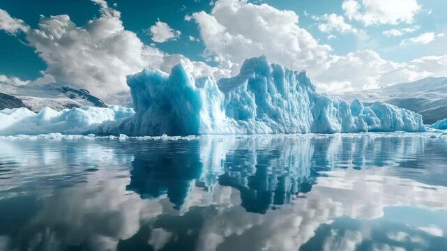 Majestic Iceberg Reflected in Calm Arctic Waters Under a Dramatic Sky