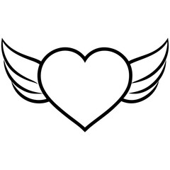 Valentine-heart with wing line art vector illustration