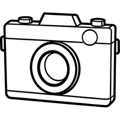 Vintage camera sketch line art vector illustration