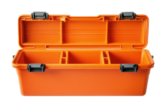 Open orange toolbox storage