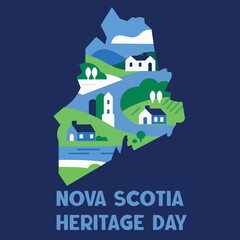 Nova Scotia Heritage Day Map Illustration – Canadian Holiday and Culture Concept