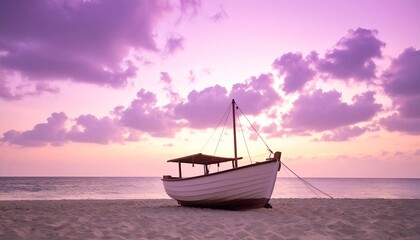Naklejka premium Boat at sunset.