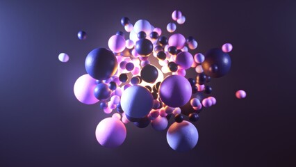 A captivating arrangement of vibrant purple and black spheres evokes themes of creativity and innovation, ideal for tech and art projects showcasing contemporary concepts