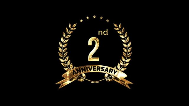 2nd Anniversary Celebration. Golden 2 Year Anniversary Animation.