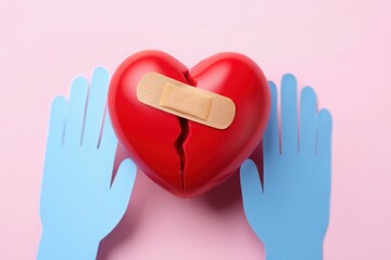 Obraz premium A broken heart mending with a bandage