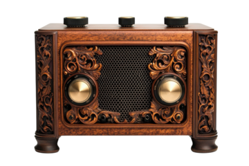 Ornate vintage wooden radio